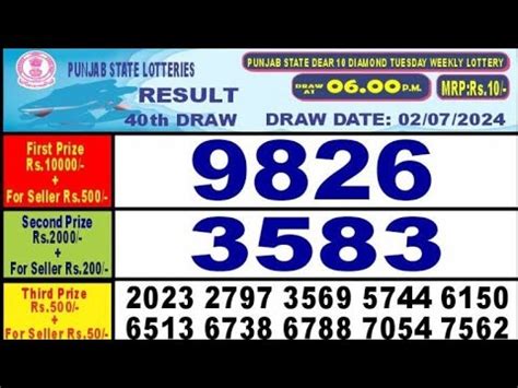 punjab state dear 10 diamond tuesday weekly lottery|Punjab State Lottery Result 9.5.2024 Dear 10, 200 .
